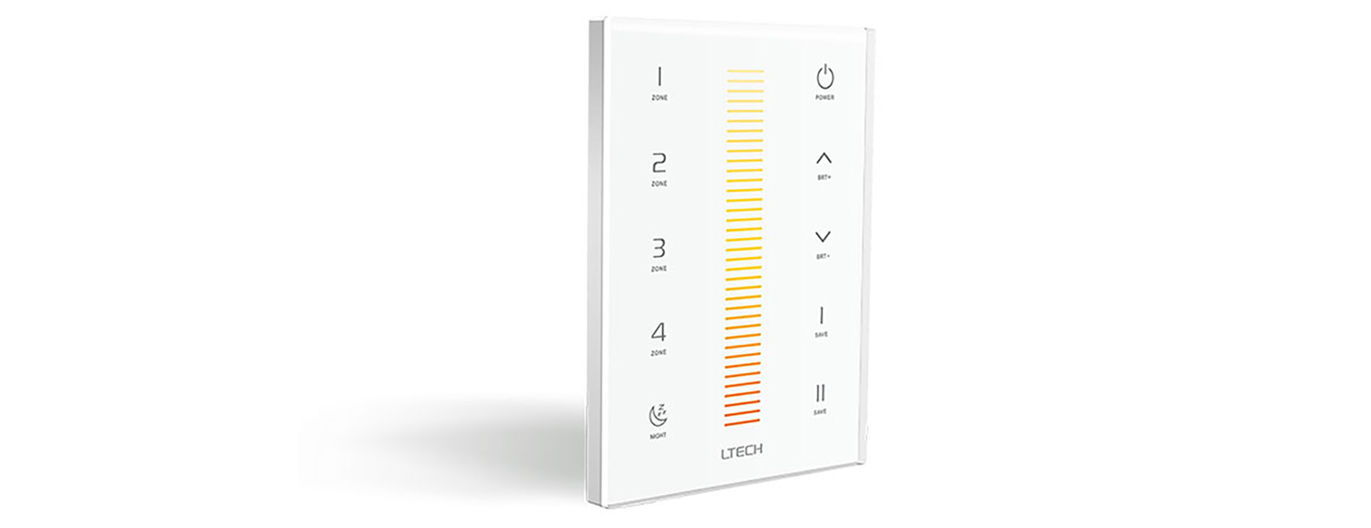 RF 2.4GHz, DMX512 interface CT Capacitive Touch Panel, 5V 0.5-1A input, CT/Zone control, IP44.